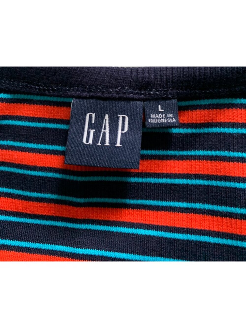 NWOT GAP Navy Blue & Red Stripe Rib Knit Mini Sleeveless Tank Dress Sz L - Picture 7 of 7